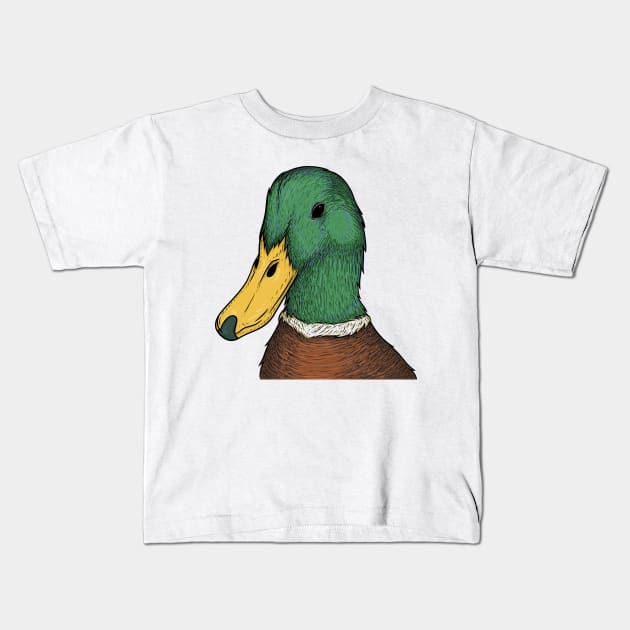 Mallard duck illustration Kids T-Shirt by Mako Design 